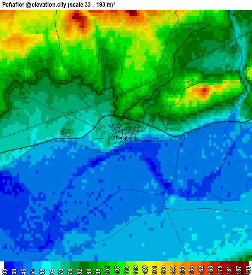 Peñaflor elevation map