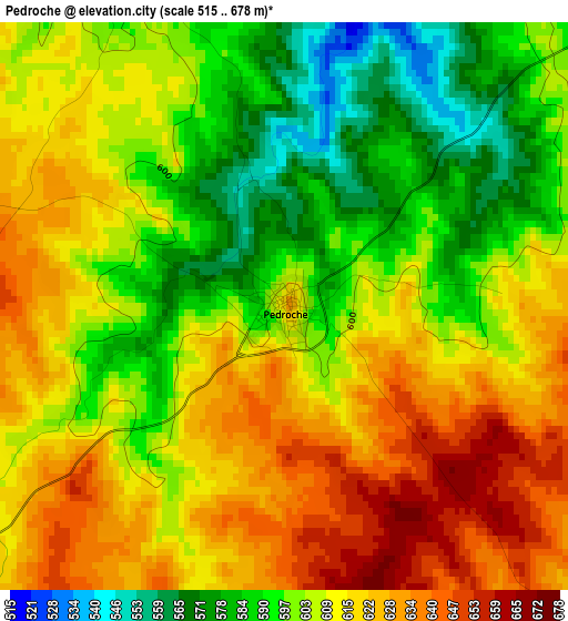 Pedroche elevation map