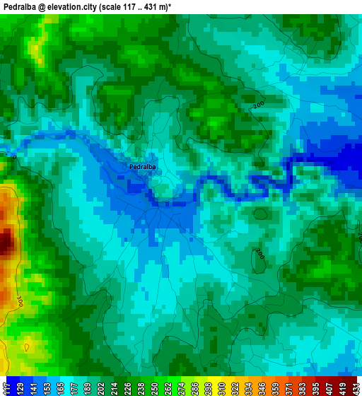 Pedralba elevation map