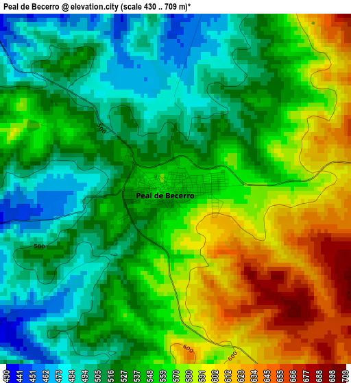 Peal de Becerro elevation map
