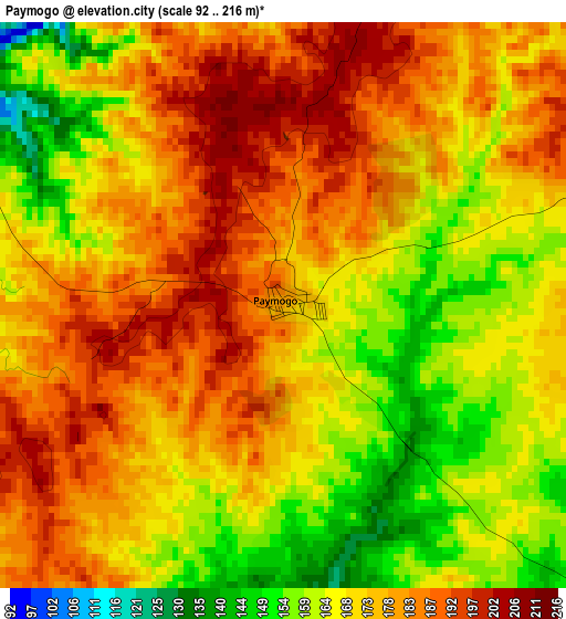 Paymogo elevation map