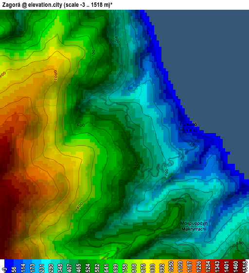 Zagorá elevation map