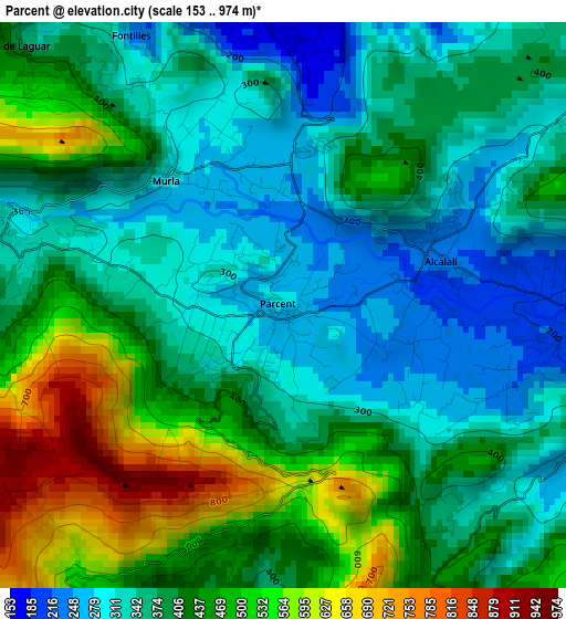 Parcent elevation map