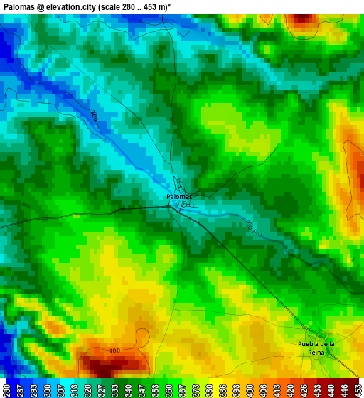 Palomas elevation map