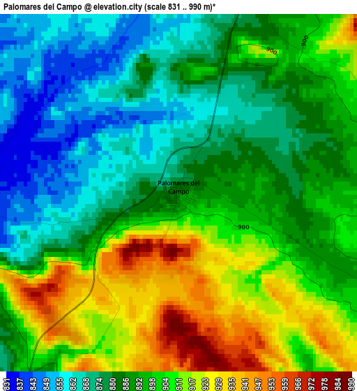 Palomares del Campo elevation map