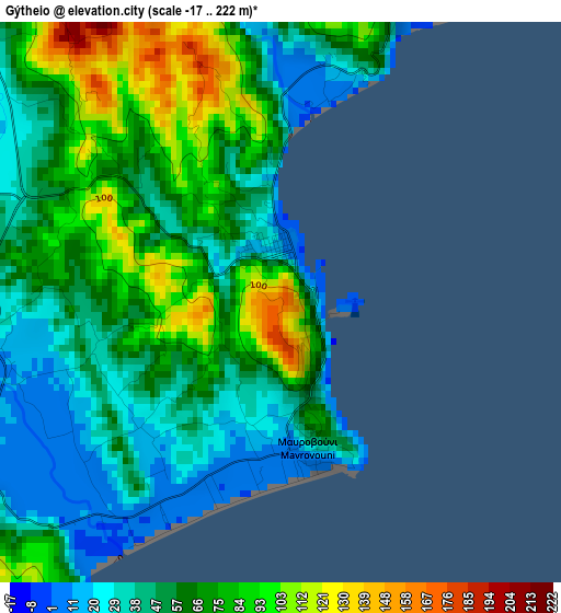 Gýtheio elevation map