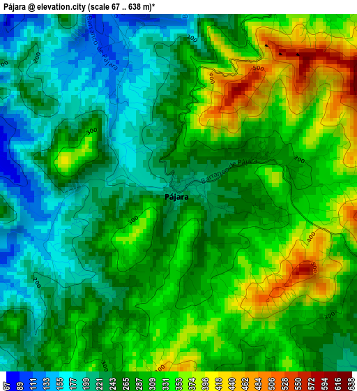 Pájara elevation map