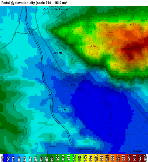 Padul elevation map