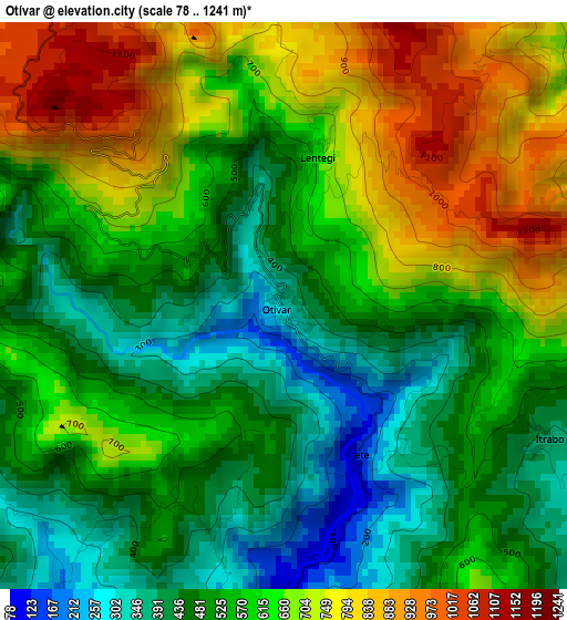 Otívar elevation map