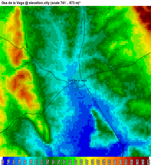 Osa de la Vega elevation map