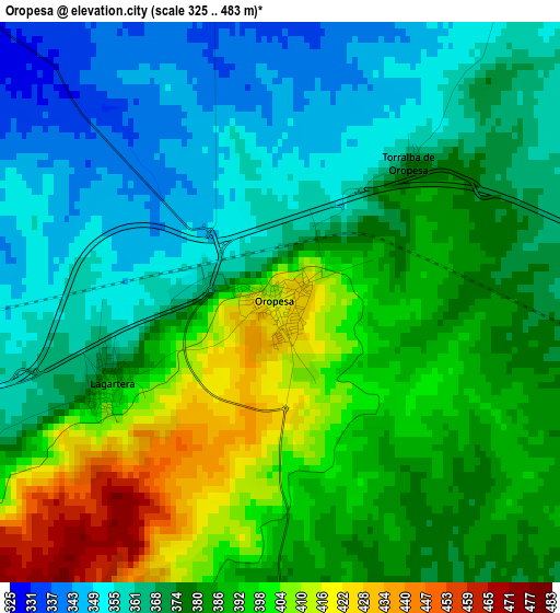 Oropesa elevation map