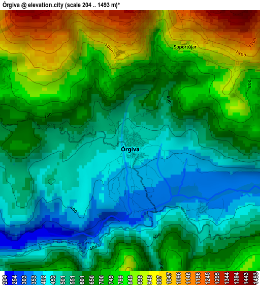 Órgiva elevation map