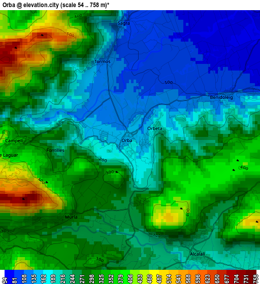 Orba elevation map