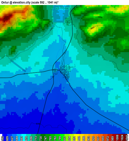 Ontur elevation map