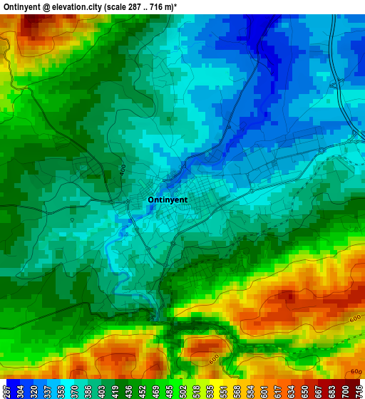 Ontinyent elevation map