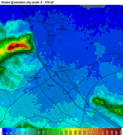 Ondara elevation map