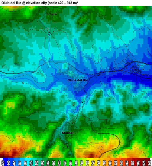 Olula del Río elevation map