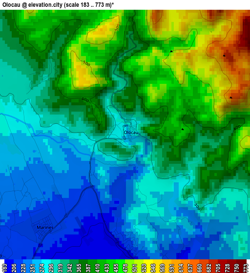 Olocau elevation map