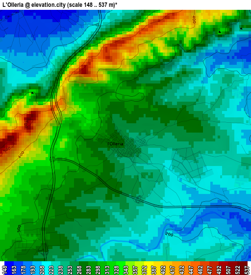 L'Olleria elevation map