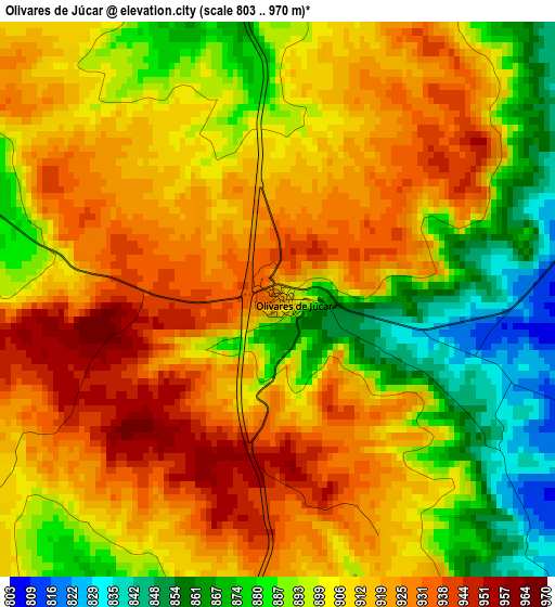 Olivares de Júcar elevation map