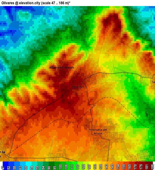 Olivares elevation map