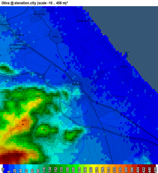 Oliva elevation map