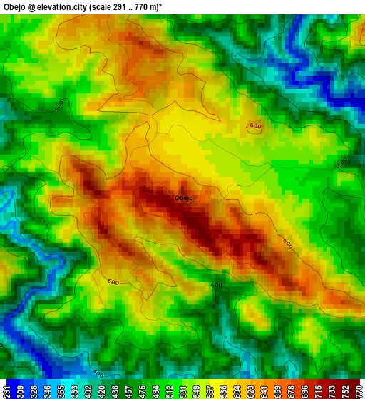 Obejo elevation map