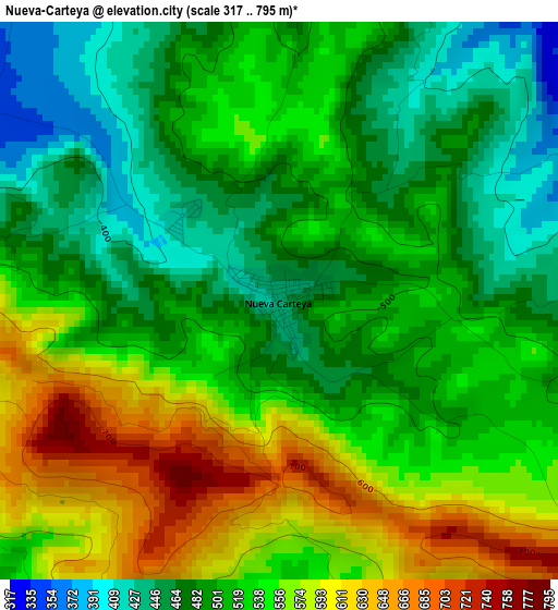 Nueva-Carteya elevation map