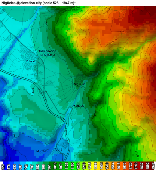 Nigüelas elevation map