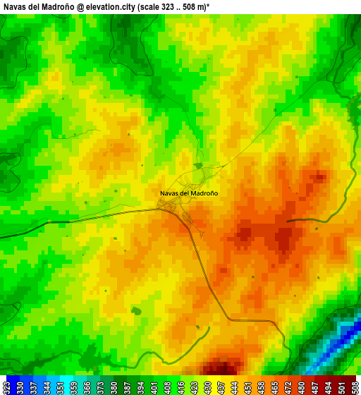 Navas del Madroño elevation map