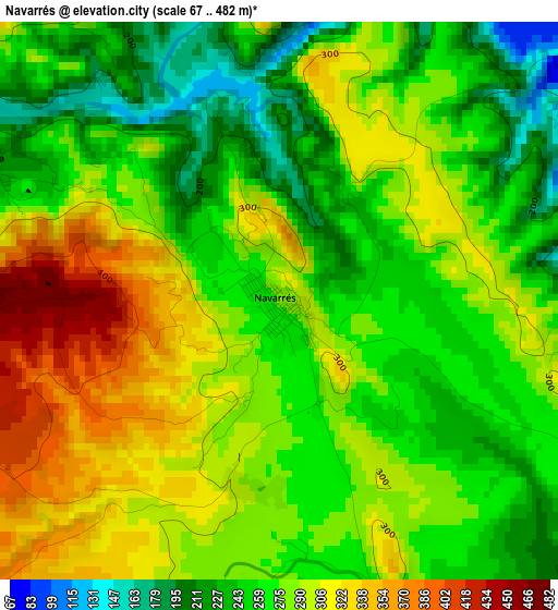 Navarrés elevation map