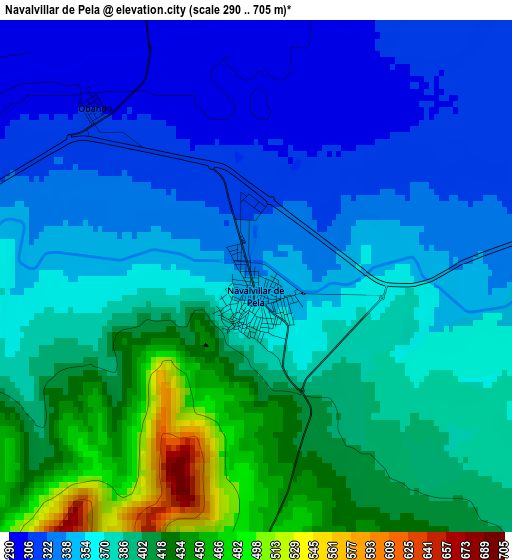Navalvillar de Pela elevation map