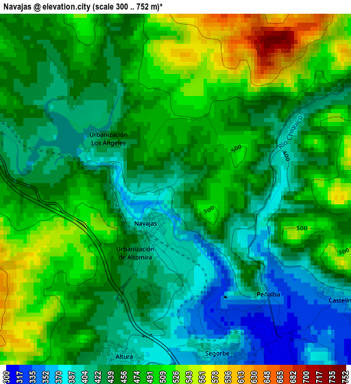 Navajas elevation map