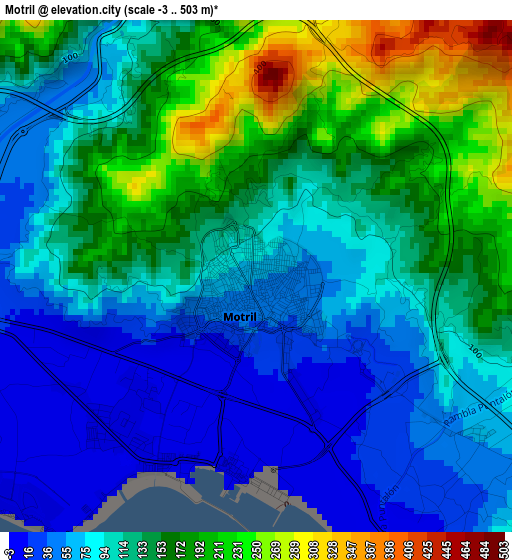 Motril elevation map