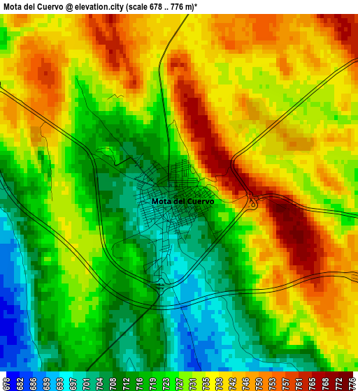 Mota del Cuervo elevation map