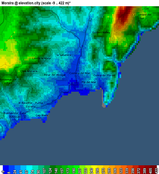 Moraira elevation map