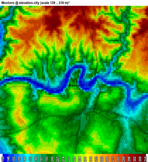 Montoro elevation map