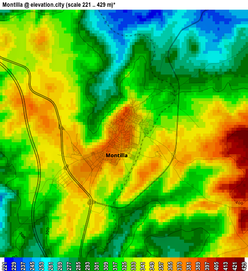 Montilla elevation map