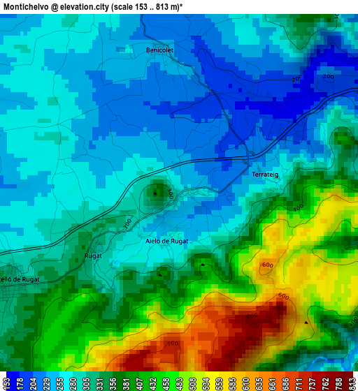 Montichelvo elevation map