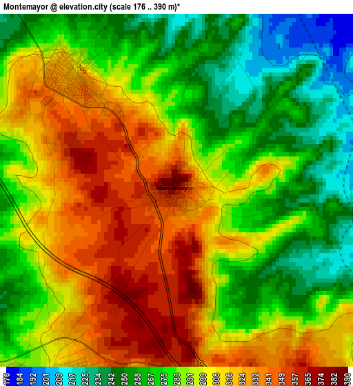 Montemayor elevation map