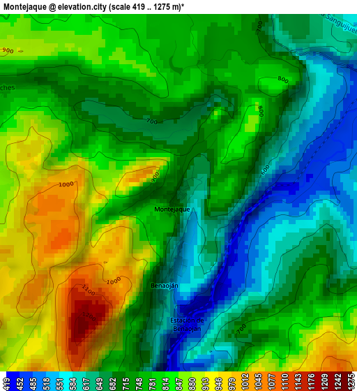 Montejaque elevation map