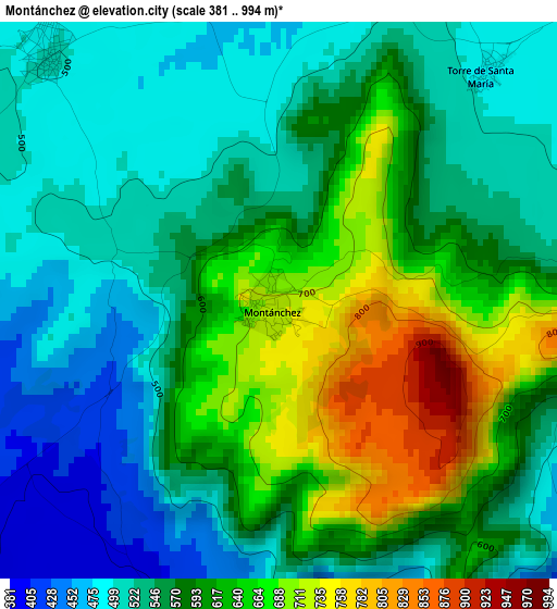 Montánchez elevation map