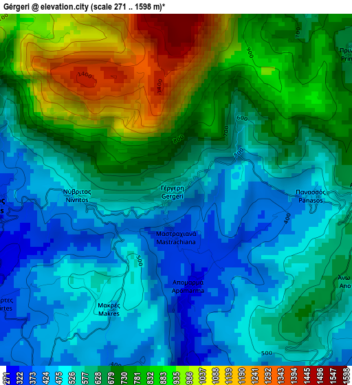 Gérgeri elevation map