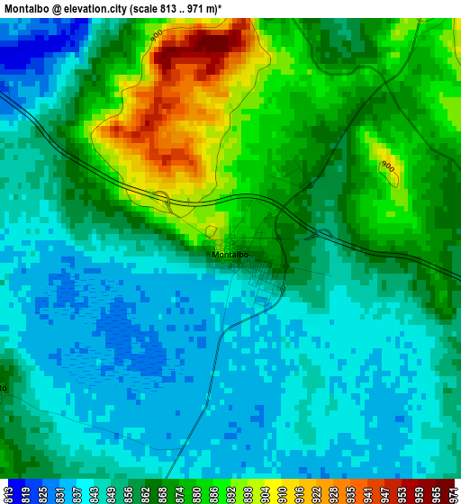 Montalbo elevation map