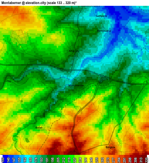 Montaberner elevation map