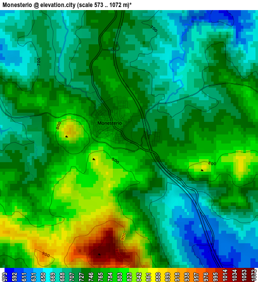 Monesterio elevation map