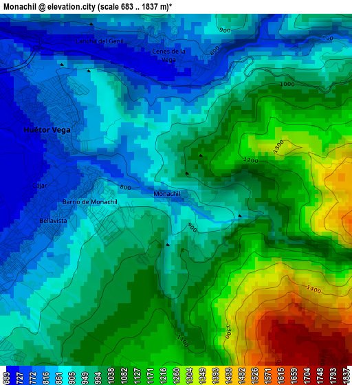 Monachil elevation map