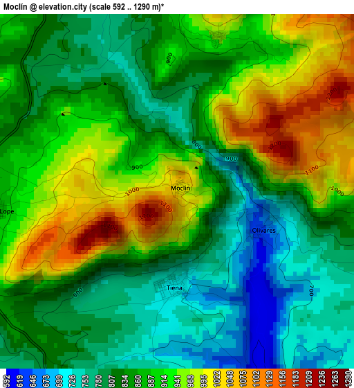 Moclín elevation map