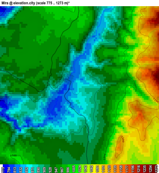 Mira elevation map