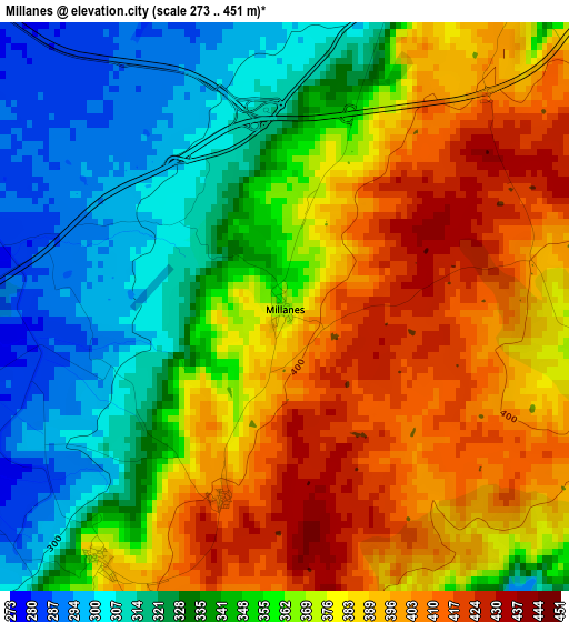 Millanes elevation map